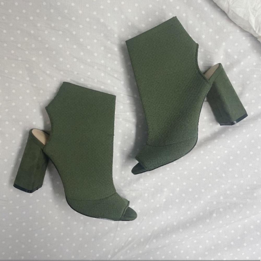 Green open-toe heels - worn once